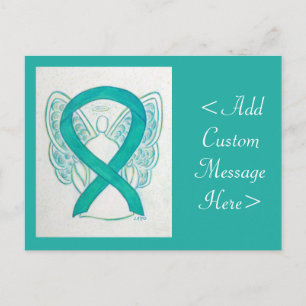 Carte postale Angle ruban turquoise de sensibilisa