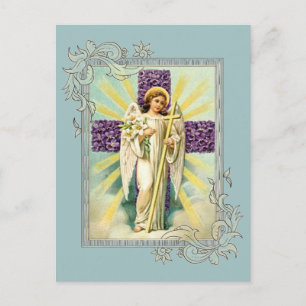 Carte Postale Angle vintage avec Croix violette
