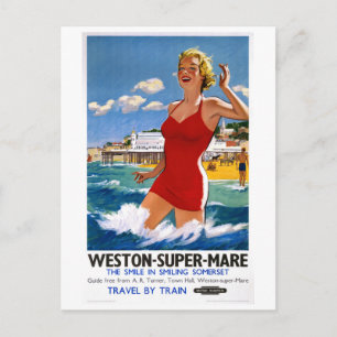 Carte Postale Angleterre Weston Super Mare Poster Vintage voyage