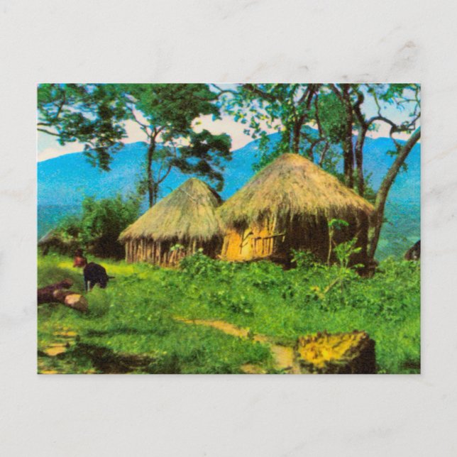 Carte Postale Angola, Village traditionnel, plateau de Benguela (Devant)