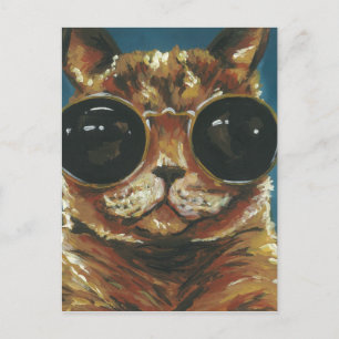 Carte Postale Animal Dapper Kitty dans les lunettes de soleil