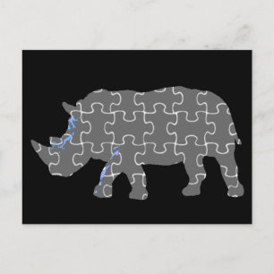 Carte Postale Animal du zoo du puzzle Rhino