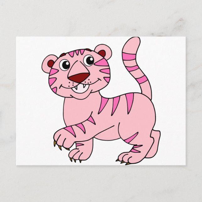 Carte Postale Animal sauvage de tigre rose, mais super mignon (Devant)