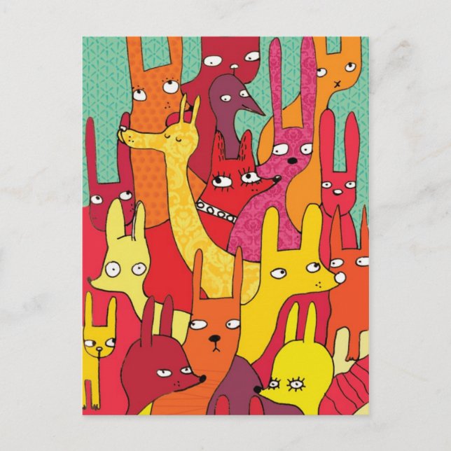 Carte Postale Animaux colorés (Devant)