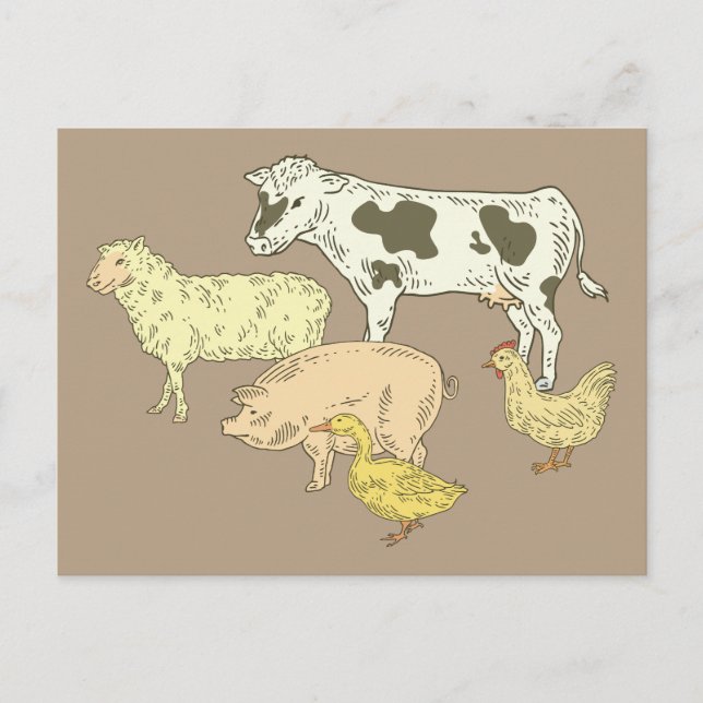 Carte Postale Animaux de ferme (Devant)