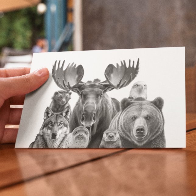 Carte Postale Animaux de l'Alaska Portrait Ours Loup d'Oie (Créateur téléchargé)