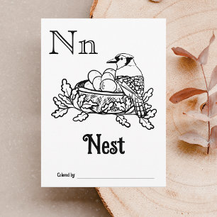 Carte Postale Animaux des bois ABC Coloration Activité du Baby s