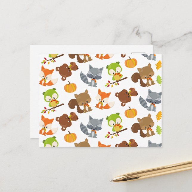 Carte Postale Animaux des bois, Animaux de la forêt, Animaux d'a (Devant/Arrière en situation)