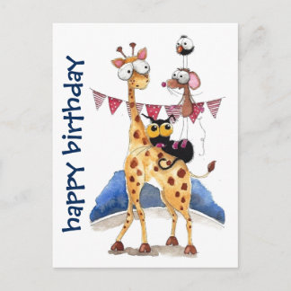 Carte postale - Animaux fantaisistes Joyeux Annive