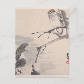 Carte Postale Animaux, fleurs et oiseaux - Ren Yi