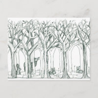 Animaux forestiers Arbres d'hiver Lapins de Neige 