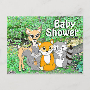 Carte Postale Animaux forestiers Baby shower des créatures fores