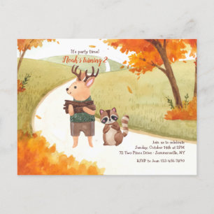 Carte postale Animaux forestiers Invitation d'anni