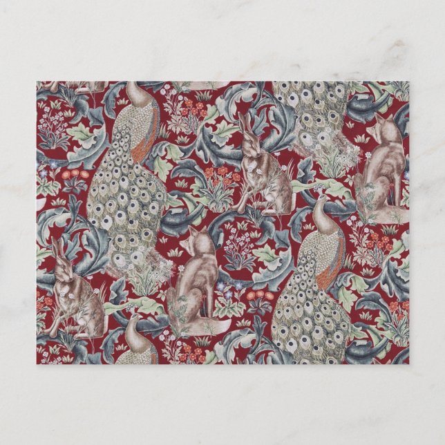 Carte Postale Animaux forestiers, William Morris (Devant)