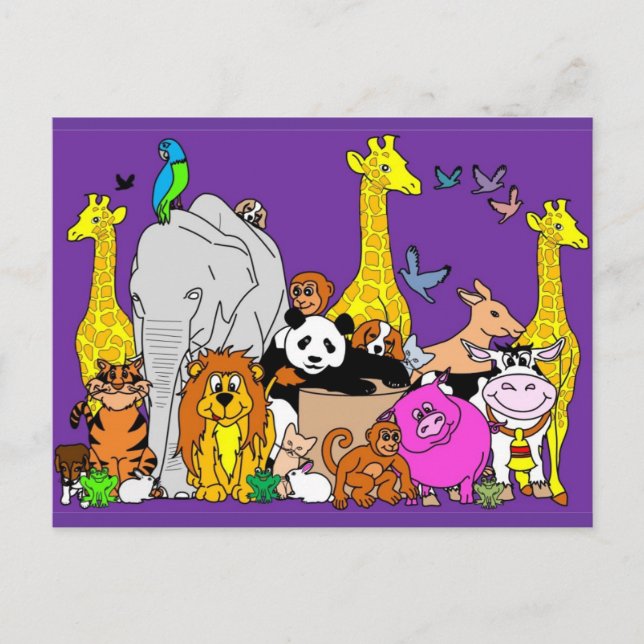 Carte Postale Animaux heureux (Devant)