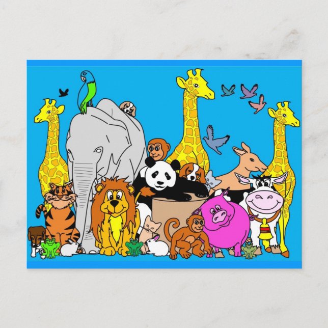 Carte Postale Animaux heureux (Devant)