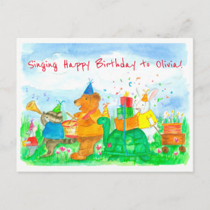 Carte Postale Animaux Joyeux Anniversaire Nom personnalisé Enfan