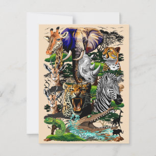 Carte Postale Animaux sauvages de la Savane africaine