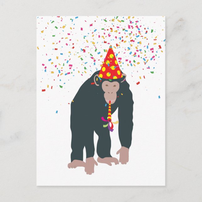 Carte Postale Animaux singes chimpanzés faisant la fête en train (Devant)