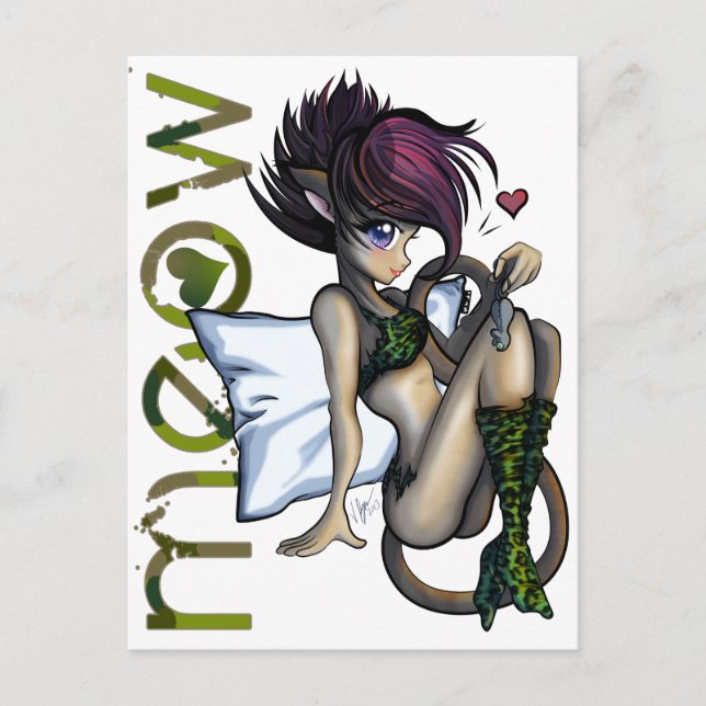 Carte Postale Anime Chat Girl Sexy - Furie - Meow (Devant)