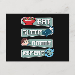 Carte Postale Anime de sommeil manger répéter japonais Kawaii