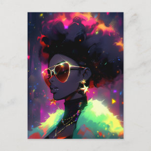 Carte Postale Anime Girl African American Art