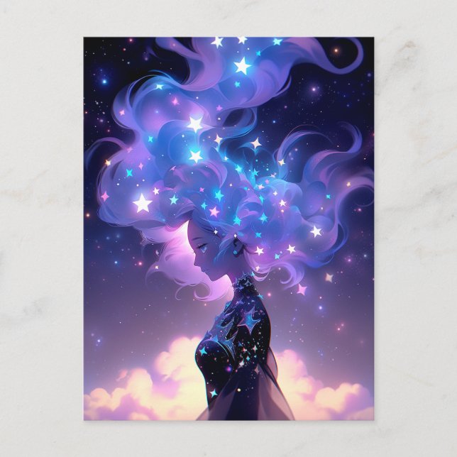 Carte Postale Anime Girl Fabriquée En Étoiles (Devant)