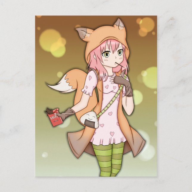 Carte Postale Anime Girl in Fox Cosplay (Devant)