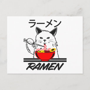 Carte Postale Animé Manga Drôle Mignon Japon Otaku Chat Nouilles