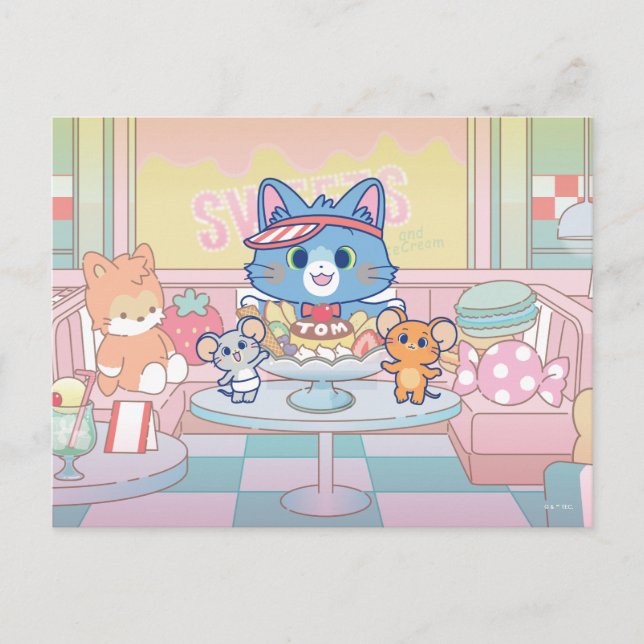 Carte Postale Anime Tom, Jerry et Tuffy Dessert Parlor (Devant)
