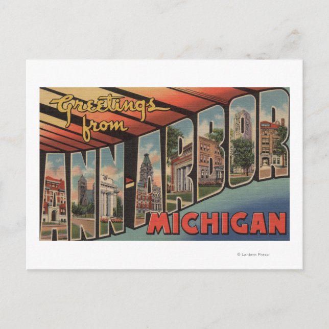 Carte Postale Ann Arbor, Michigan - Scènes de grandes lettres (Devant)