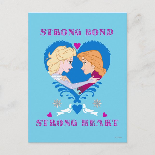 Carte Postale Anna et Elsa | Bond fort, Coeur fort (Devant)