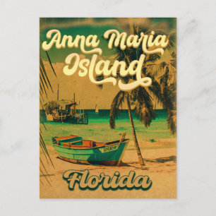 Carte Postale Anna Maria île Floride Plage Retro Souvenir 60s