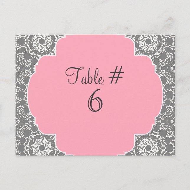 Carte Postale AnnaLiese Damask - Nombres de table roses et gris (Devant)