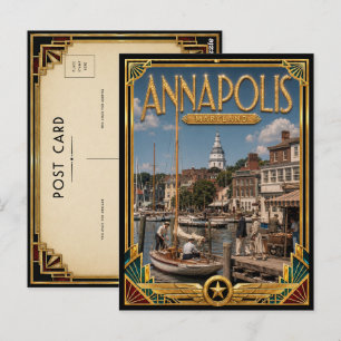 Carte Postale Annapolis Maryland Art Déco vintage de l'âge d'or