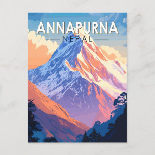 Carte Postale Annapurna Nepal Travel Art Vintage