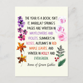 Carte Postale Anne of Green Gables Fleurs Feuilles à la main