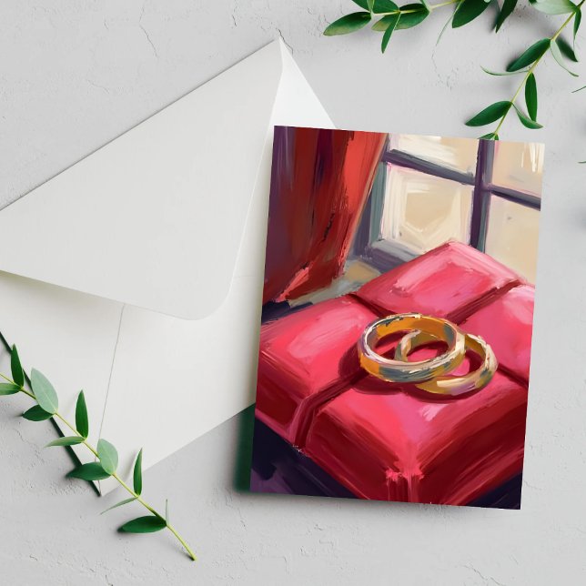 Carte Postale Anneaux de mariage en or aquarelle (Créateur téléchargé)