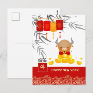 Carte Postale Année chinoise du boeuf Année personnalisée