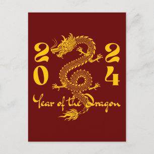 Carte Postale Année de l'or Dragon