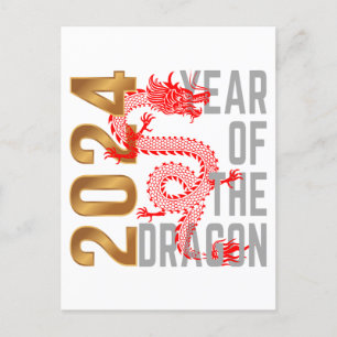 Carte Postale Année du Dragon 2024 zodiaque chinois