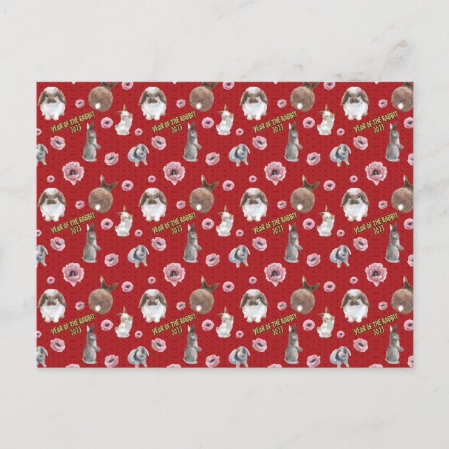 Carte Postale Année lunaire chinoise du Motif Rabbit 2023 (Devant)