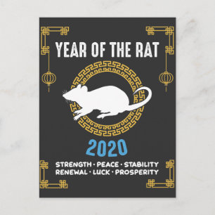Carte Postale Année Zodiaque chinoise du Rat 2020 Inspirational