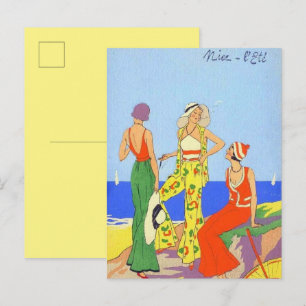 Carte Postale Années 1930 Femmes en Pyjamas de Plage à la Mode C