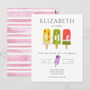 Carte Postale anniversaire 1 an glace popsicle fête d'anniversai