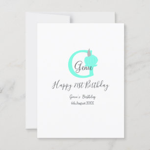 Carte Postale Anniversaire 21 ans gris pastel citrouille verte a