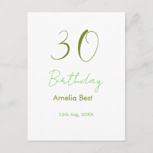 CARTE POSTALE ANNIVERSAIRE 30 ANS NOM DATE GRAS RETRO PASTEL SI