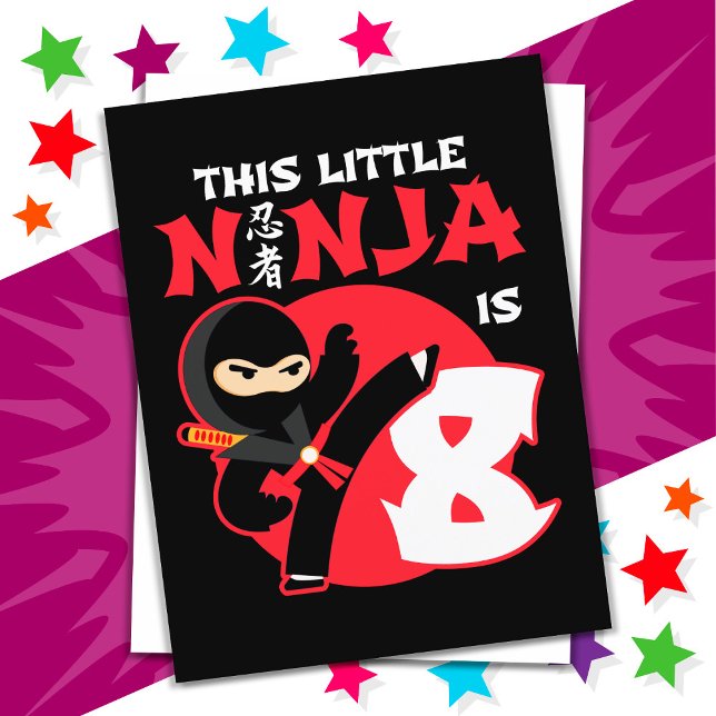 Carte Postale Anniversaire 8 ans Enfants Fête Petit Ninja 8 (Créateur téléchargé)