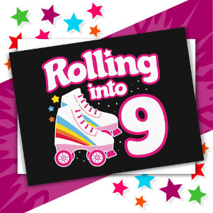 Carte Postale Anniversaire 9 ans patin à roulettes 9 ans