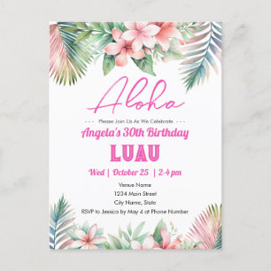 Carte Postale Anniversaire Adulte Tropical Luau Aloha